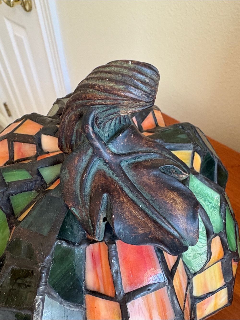 9” LIT Tiffany Style Stained Glass Pumpkin Accent Lamp Fall Autumn Farmhouse - Picture 10 of 16